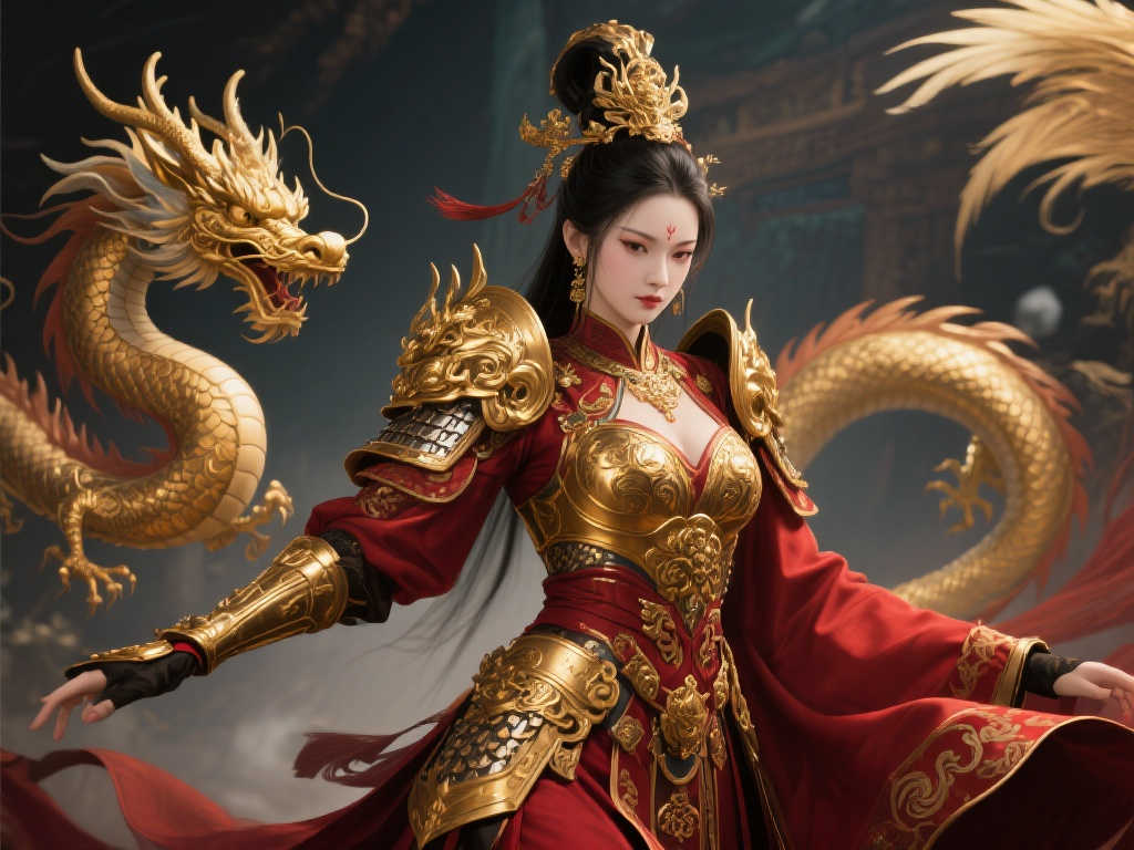 《明末：渊虚之羽》官推曝光全新金甲小龙女套装：美艳与帅气并存！